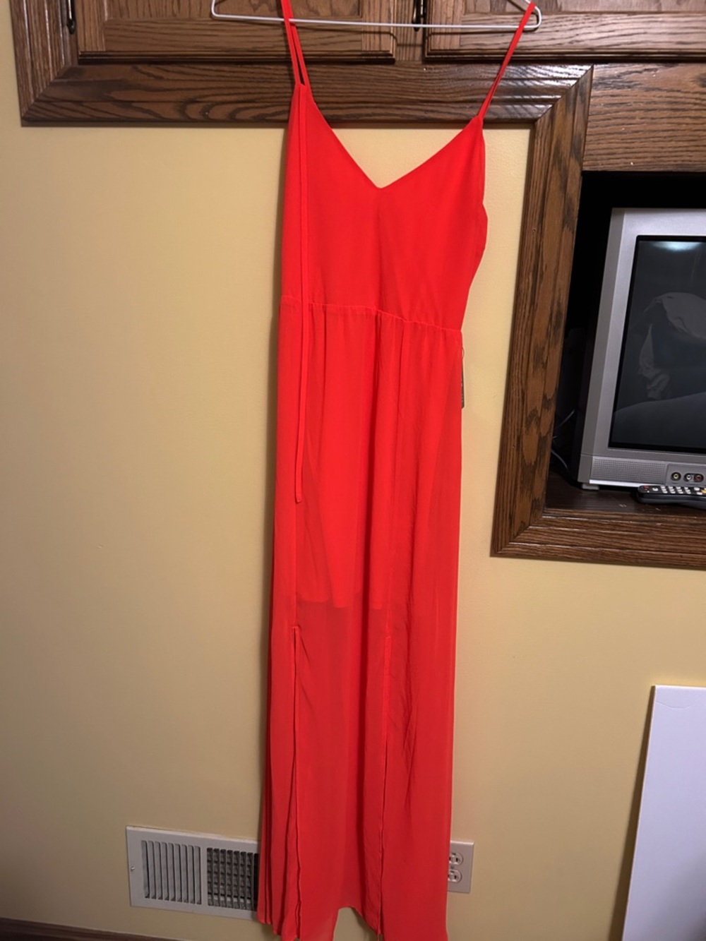 Express Red Maxi Dress with Spaghetti Straps